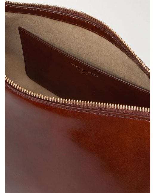 Dries Van Noten Brown Small Glossed-Leather Shoulder Bag