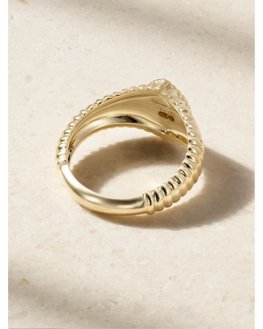 Yvonne Léon Natural Baby Chevalière Marquise Berlingot 9-Karat Diamond Signet Ring