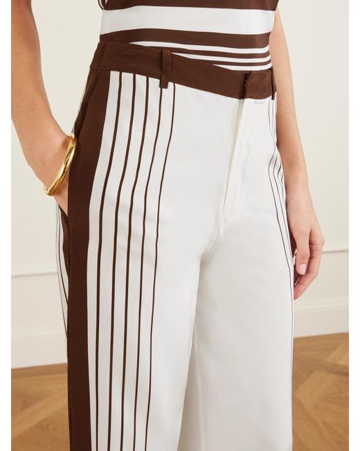 Sir White Destino Hose Mit Weitem Bein Aus Crêpe De Chine Aus Seide Mit Streifen
