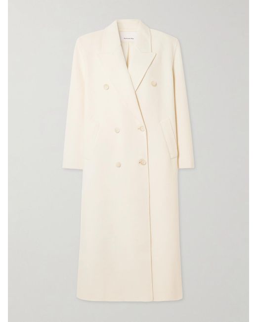 Frankie Shop Natural Gaia Double-Breasted Wool-Blend Coat