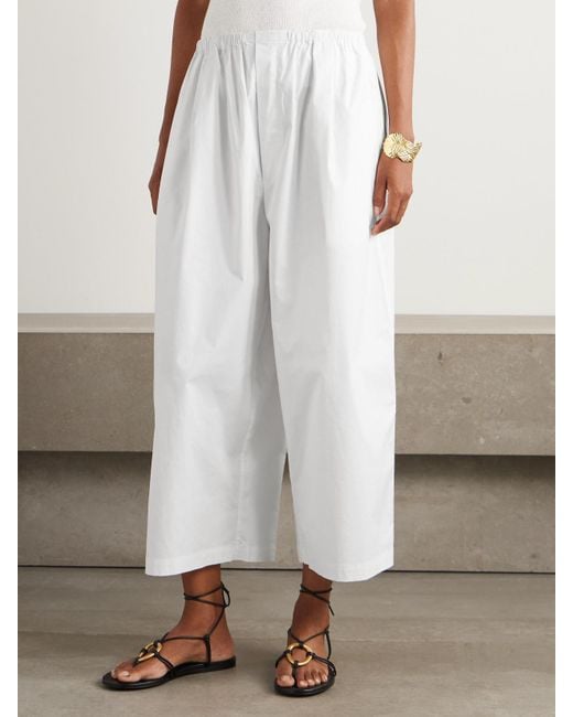 Proenza Schouler White Kayla Cropped Cotton-Poplin Wide-Leg Pants