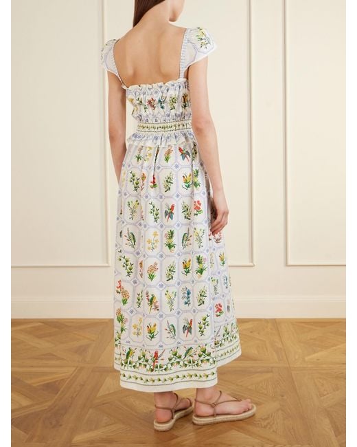 Farm Rio White Tropical Porcelain Printed Cotton-Poplin Maxi Dress