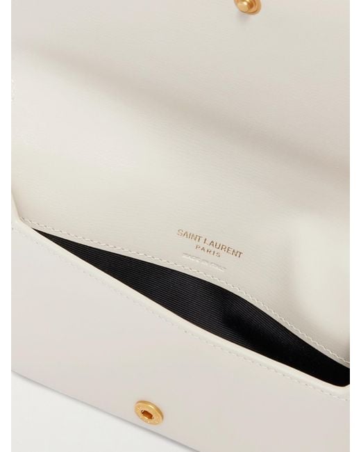 Saint Laurent White Cassandre Strap Leather Phone Case