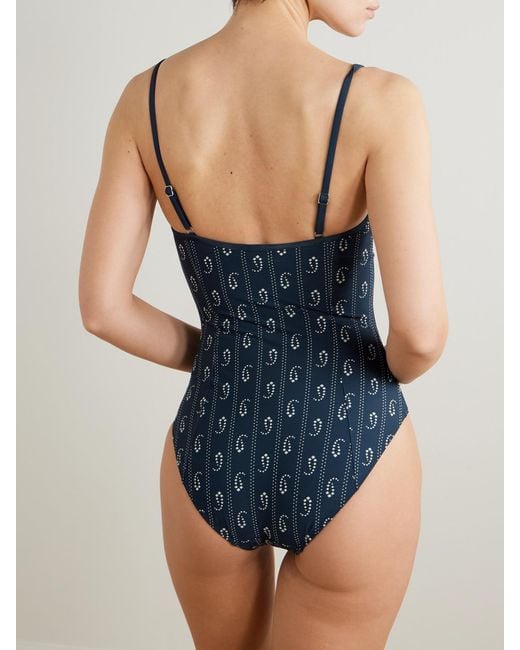 Tory Burch Blue Underwired Printed Swimsuit