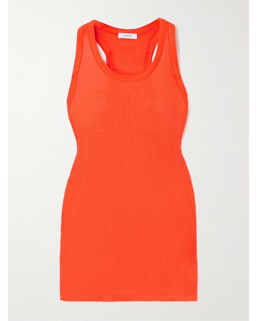 Ferragamo Orange Ribbed Jersey Tank