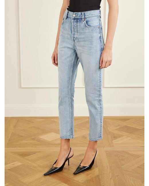 Saint Laurent Blue High-Rise Slim-Leg Jeans