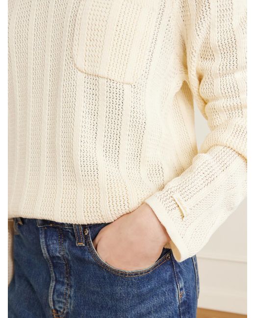 Aimé Leon Dore Natural Open-Knit Cotton Sweater