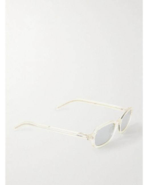 Prada Natural Rectangular-Frame Acetate Sunglasses