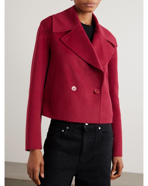 Veste Raccourcie À Double Boutonnage En Laine Et Cachemire Mélangés Delano Joseph en coloris Red