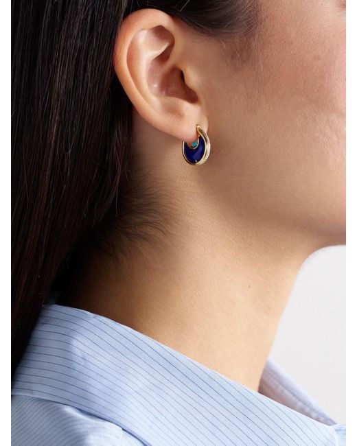 L'Atelier Nawbar Blue Diana Small 18-Karat Multi-Stone Hoop Earrings