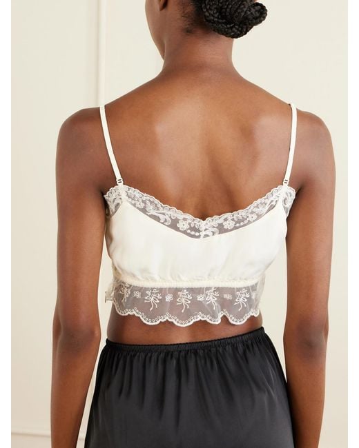 Simone Rocha Natural Lace-Trimmed Crepe De Chine Bralette