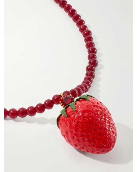 Jennifer Behr Red Fragola Beads, Resin And-Tone Necklace