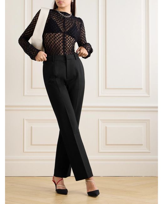 Victoria Beckham Black Cropped Crepe Flared Pants