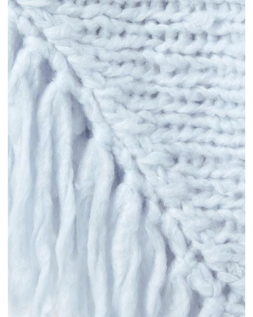 Suzie Kondi Blue Zoofka Fringed Ribbed Cashmere Shawl