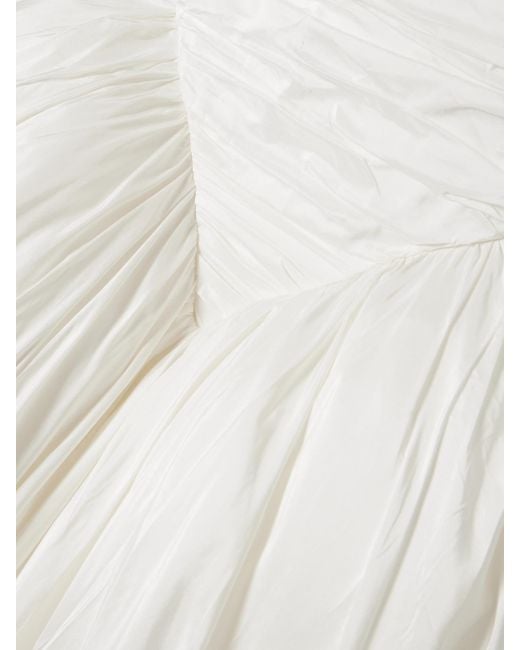 The New Arrivals Ilkyaz Ozel White Britt Strapless Ruched Silk-Taffeta Gown