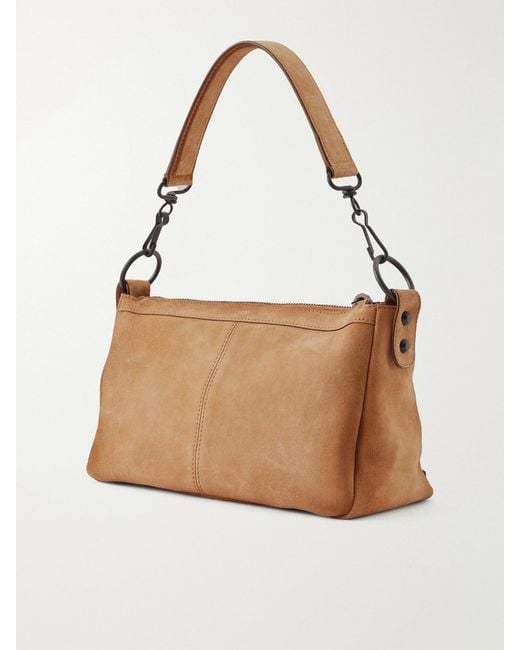 Balenciaga Brown Le City Moto Mini Suede Shoulder Bag