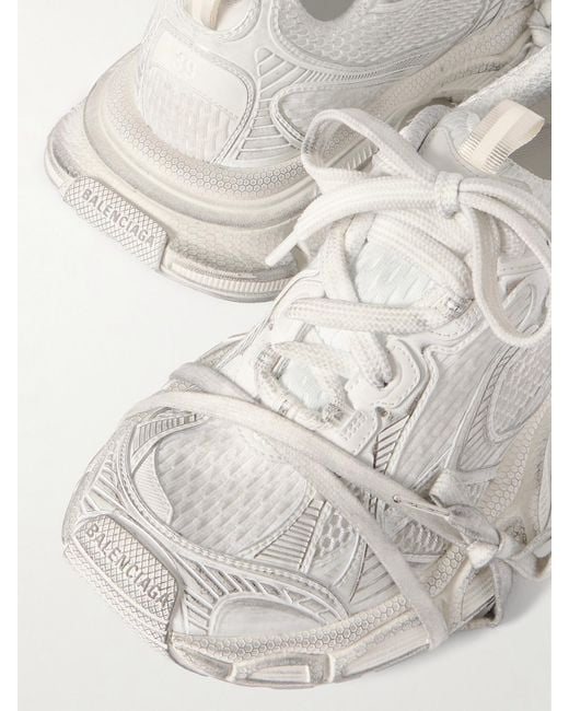 Balenciaga Natural 3Xl Distressed Mesh And Rubber Sneakers
