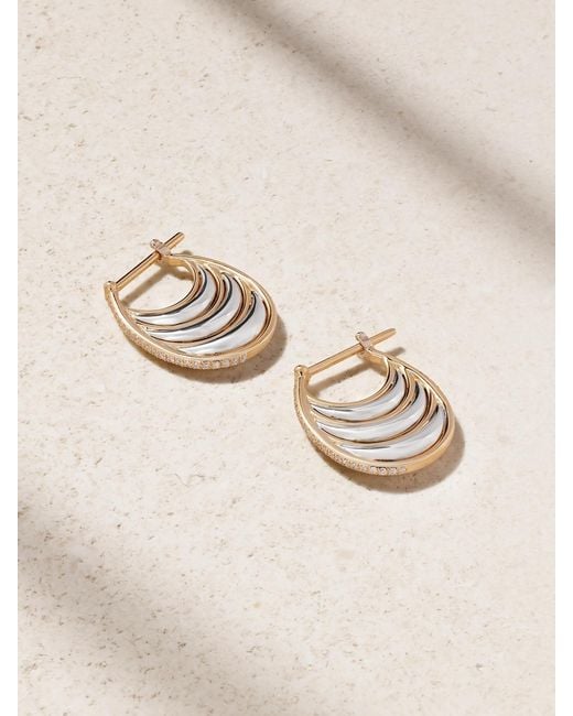 L'Atelier Nawbar Natural Triple Bloop Moo 18-Karat And Diamond Earrings