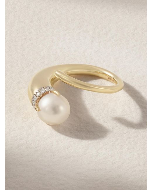 Mateo Natural Cornucopia Ring Aus 14 Karat Mit Diamanten Und Perle