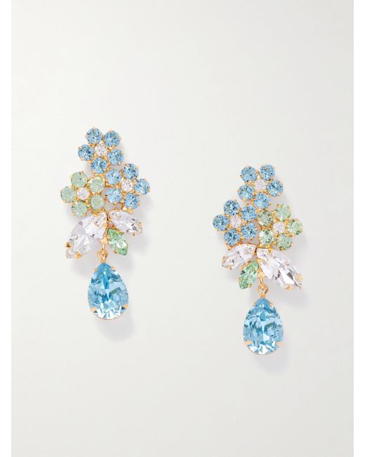 Jennifer Behr Blue Bouquet-Plated Crystal Earrings