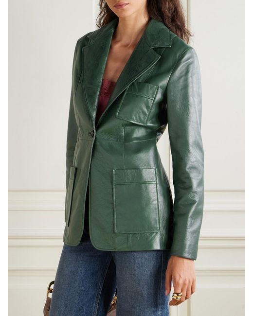 Chloé Green Paneled Leather Jacket