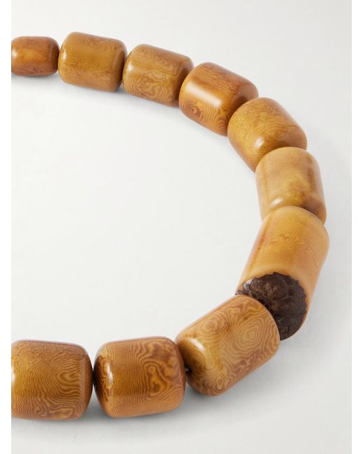 Hunting Season Brown The Column Statement Beaded Tagua And Leather Necklace