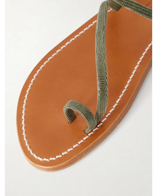K. Jacques Green Actium Snake-Effect Leather Sandals