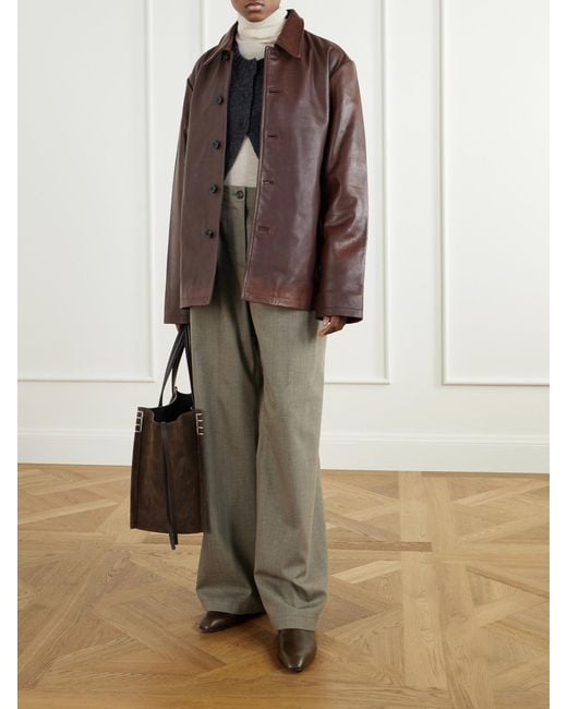 Studio Nicholson Brown Landau Leather Jacket