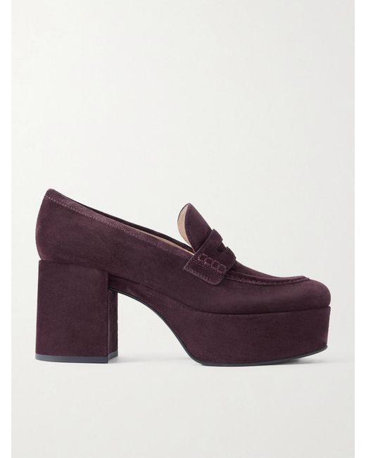 Gianvito Rossi Purple Jenna 75 Suede Platform Pumps