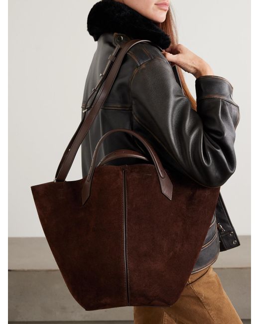 Proenza Schouler Brown Large Chelsea Tote Aus Veloursleder Mit Lederbesätzen