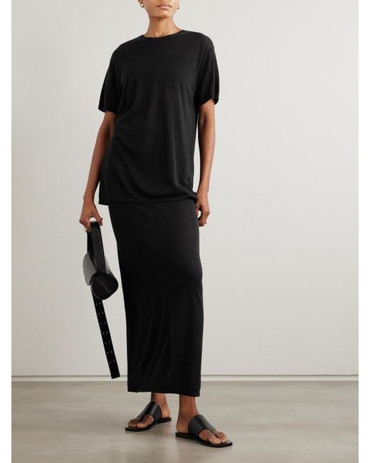 Totême Black Lyocell And Cashmere-Blend Maxi Skirt
