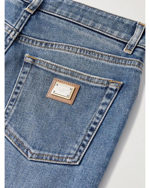 Dolce & Gabbana Blue Appliquéd High-Rise Skinny Jeans