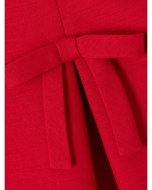 Valentino Garavani Red Bow-Detailed Pleated Wool And Silk-Blend Mini Skirt