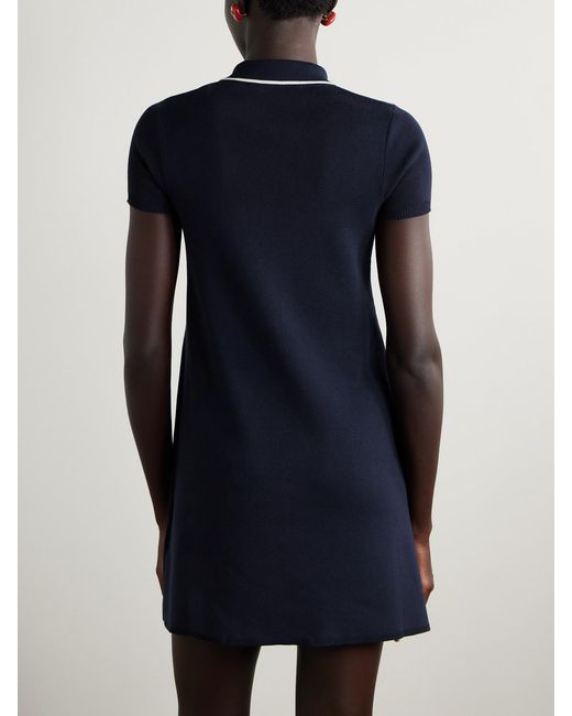 Valentino Garavani Blue Embellished Ribbed Cotton Mini Dress