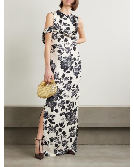 Emilia Wickstead White Drifa Ruffled Floral-print Twill Maxi Dress