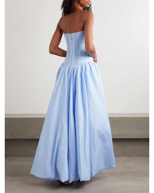 Robe Du Soir Bustier En Popeline De Coton À Fronces Violette Aje. en coloris Blue