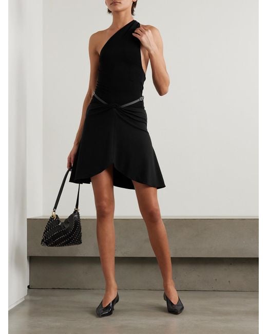 Courreges Black Asymmetric Cutout Stretch-Crepe Tank