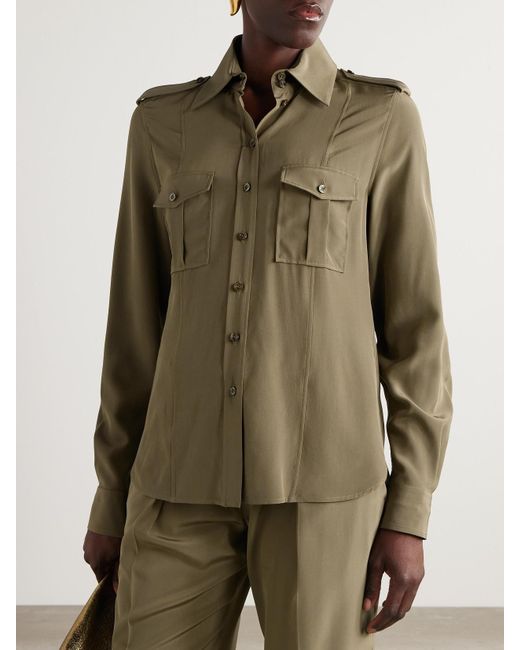 Tom Ford Green Silk Crepe De Chine Shirt