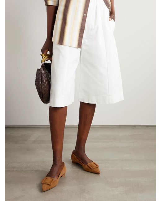 Manolo Blahnik Brown Maysale Suede Point-Toe Flats