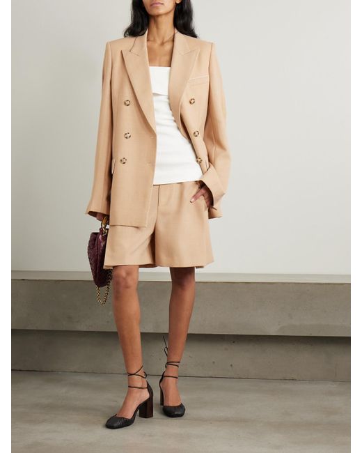 Victoria Beckham Natural Wool-Blend Blazer