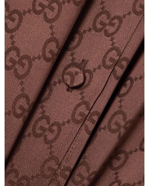 Gucci Brown Maxi-Hemdblusenkleid Aus Glänzendem Jacquard