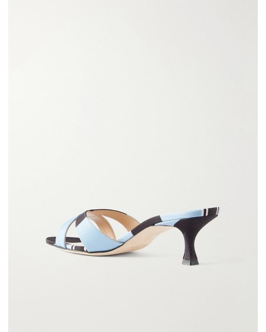 Manolo Blahnik Natural Emilia Wickstead Callamu 50 Striped Grosgrain Mules