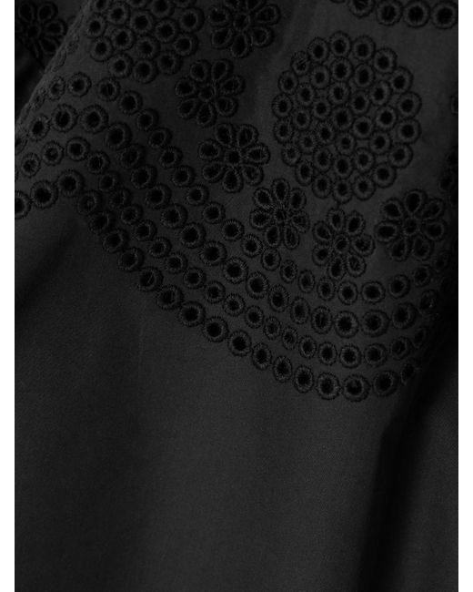 Emporio Sirenuse Black Mona Bluse Aus Popeline Aus Einer Baumwollmischung Mit Lochstickerei