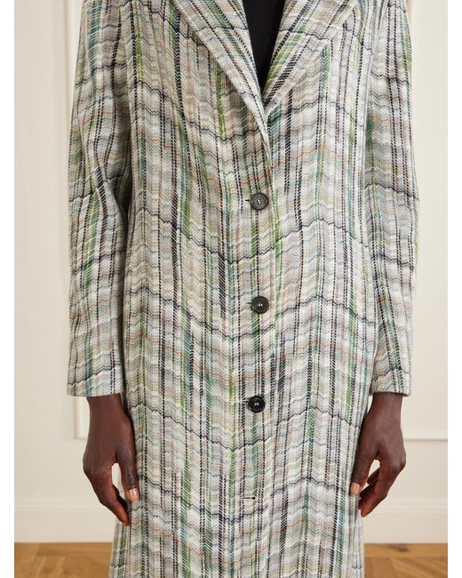 Missoni Gray Striped Wool-Blend Coat