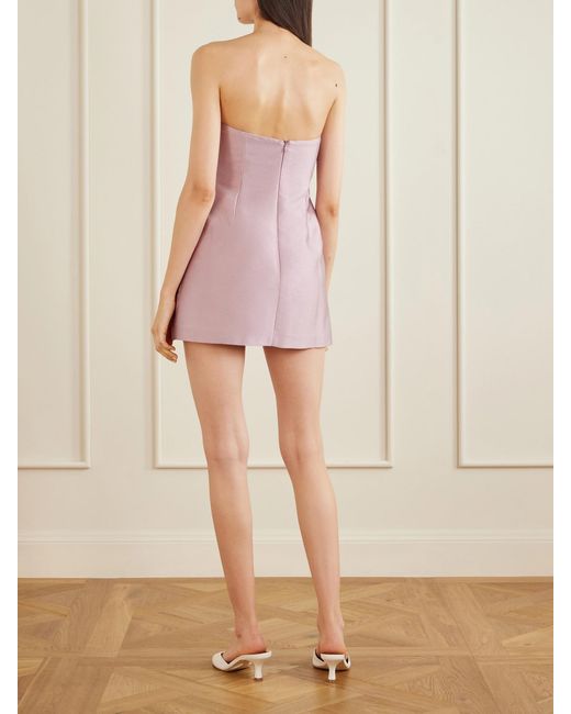 BERNADETTE Pink Charlotte Strapless Bow-Detailed Satin Mini Dress