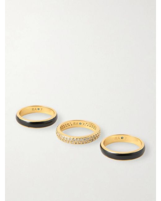 Roxanne Assoulin Gray A Touch Of Midnight Set Of Three-Tone Crystal Rings