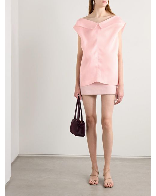 Khaite Pink Jett Suede Mini Skirt