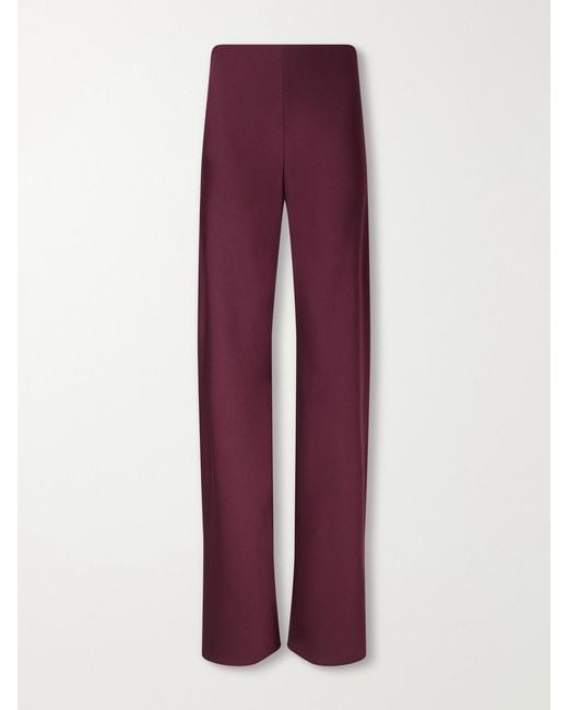 Veronica Beard Purple Braddock Satin Wide-Leg Pants