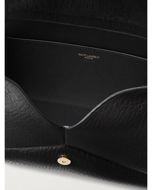 Saint Laurent Black Cassandre Textured-Leather Shoulder Bag