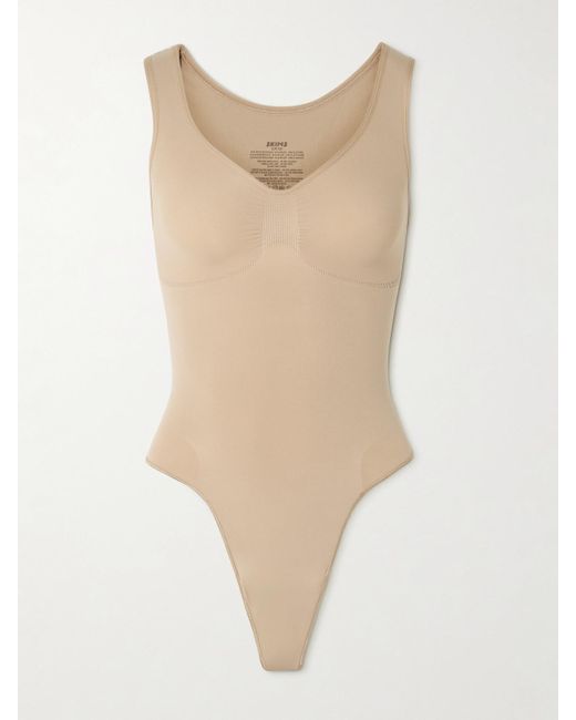 Skims Natural Seamless Sculpt Scoop Neck Thong Bodysuit